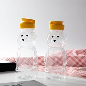 Multifunction 240ml Plastic Squeeze Bottles, Bear Shape Honey Sauce Mustard Jam Dispenser Condiment Container