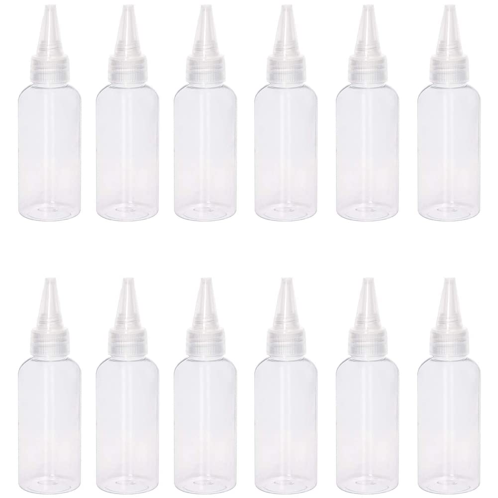 lasenersm 12 Pieces Plastic Squeeze Bottles 20ml Small Squeeze Bottles Plastic Bottles Applicator Mini Empty Squirt Bottle with Top Cap for Paint Art Craft Liquids Lotion Glue, Transparent