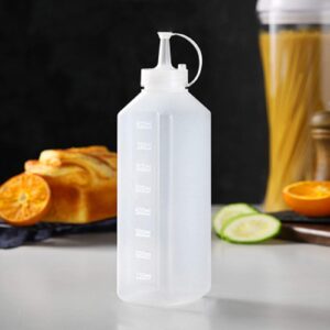 Condiment Squeeze Bottle, 800ml Food Grade Squeeze Bottles for Sauces, Leakproof Plastic Bottles with Squeeze Top, Large Squirt Bottle Honey Salad Condiment Dispenser for Cooking Tall