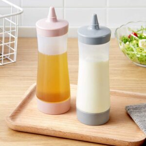 UUME Squeeze Bottle Leak-Proof Jam Syrup Container Kitchen Accessories Gravy Boat Plastic Sauce Vinegar Oil Ketchup Dispenser(Pink)