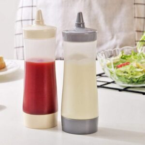 UUME Squeeze Bottle Leak-Proof Jam Syrup Container Kitchen Accessories Gravy Boat Plastic Sauce Vinegar Oil Ketchup Dispenser(Pink)