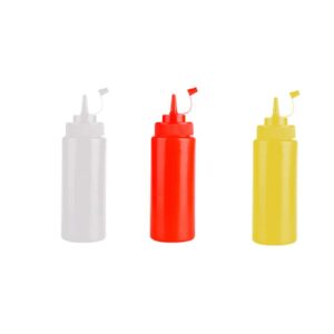 WOIWO 3 PCS Food Grade PE Environmental Protection Extruding Sauce Bottle Extruding Bottle Seasoning Bottle Salad Sauce Cream Bottle With Scale