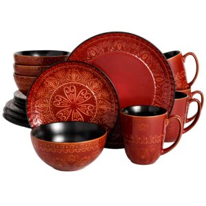 gibson elite milanto 16 piece dinnerware set, red