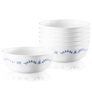 corelle vitrelle 6-piece soup/cereal bowl set, triple layer glass and chip resistant, 16-oz lightweight round bowls, portofino