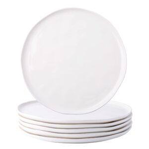leratio dinner plates,10.5 inch ceramic plates set of 6,porcelain plates for kitchen with wavy edge,microwave & dishwasher & oven safe,light weight & scratch resistant sevring dish-white