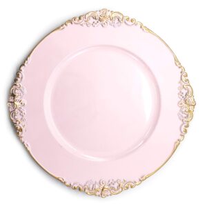 allgala 13-inch 6-pack heavy quality round charger plates-floral pink-hd80345