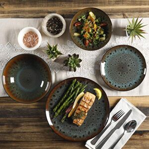 Gibson Elite Kyoto Double Bowl Dinnerware Set, Service for 4 (16pcs), Teal