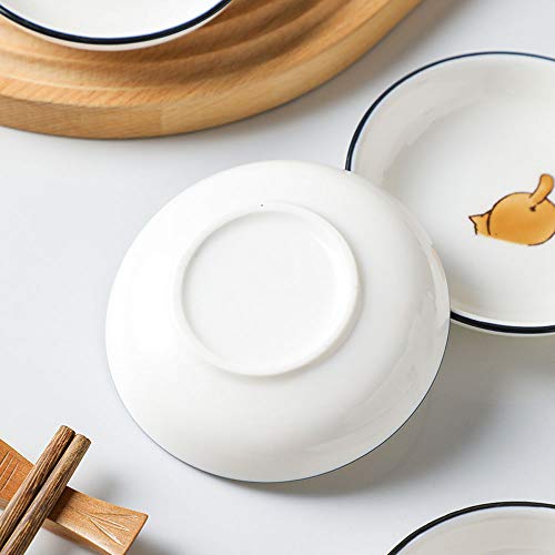 FUYU 6pcs Cute Cat Multipurpose Ceramic Sauce Dish Seasoning Dishes Sushi Dipping Bowl Appetizer Plates