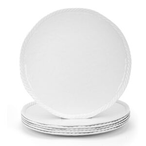 kx-ware melamine plate, 11-inch dinner plates with rope edge design, set of 6 white