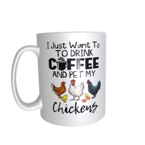 dealdeko chicken magnet gift i just want to drink coffee and pet my chicken coffee mug