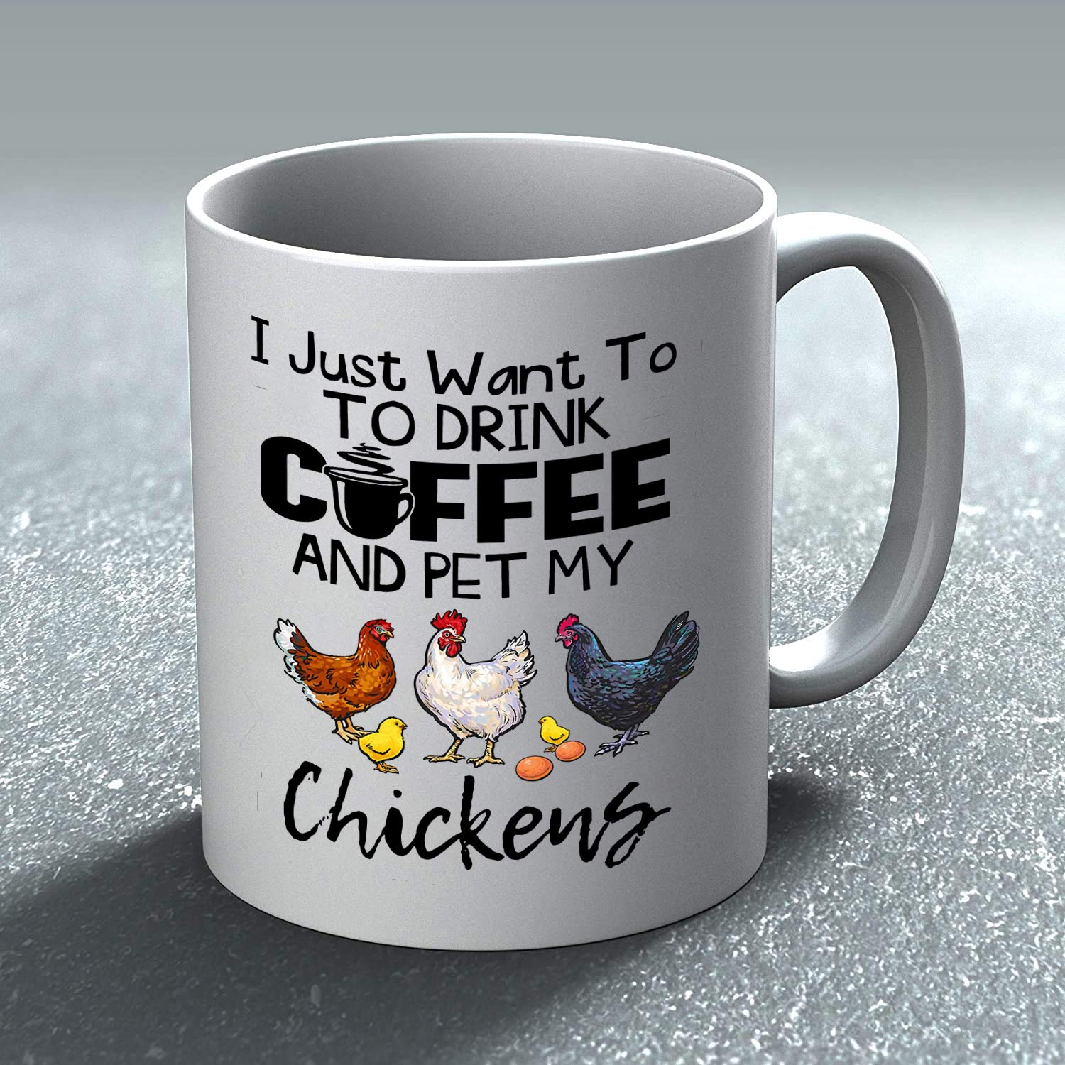 DealDEKO Chicken Magnet Gift I Just Want To Drink Coffee And Pet My Chicken Coffee Mug