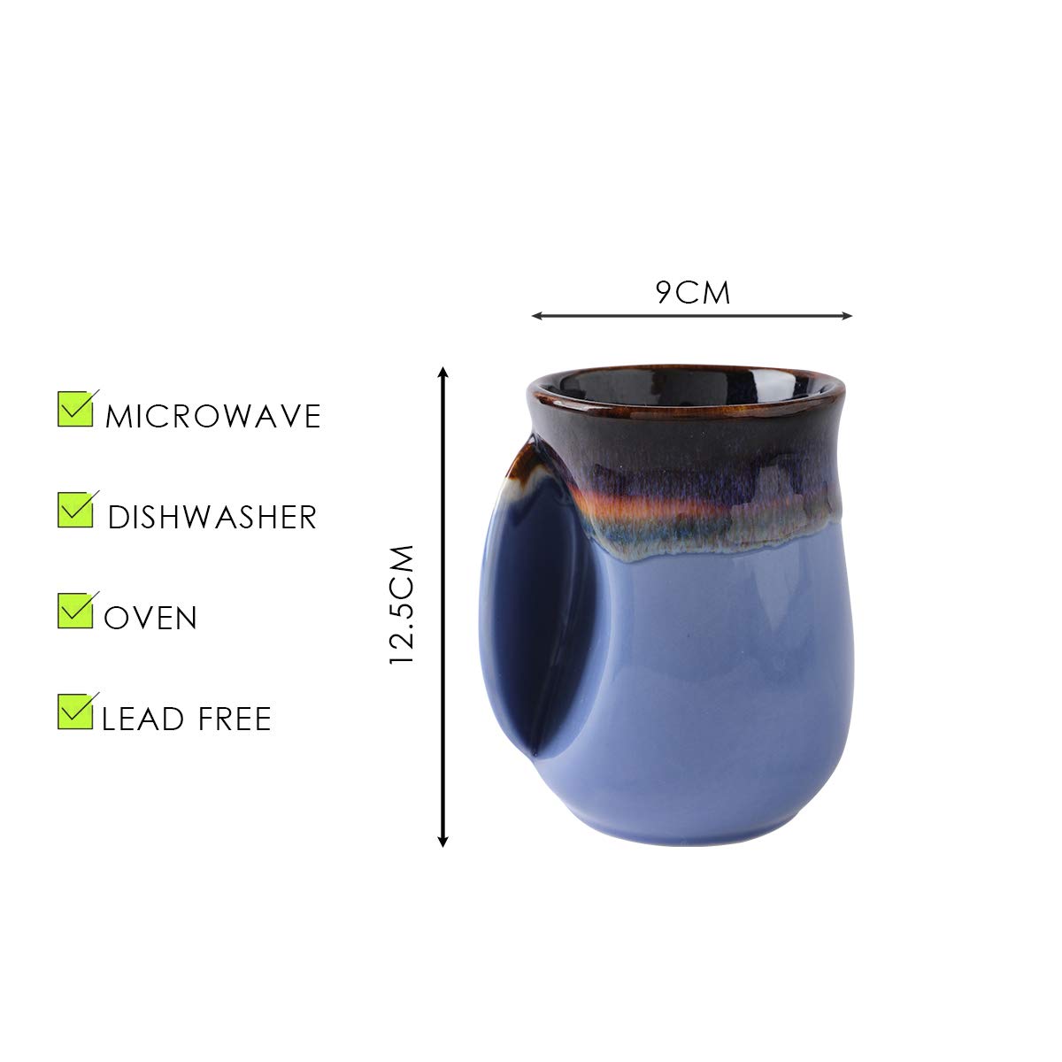 Selamica Porcelain 18oz Novelty Left-handed Handwarmer Mug, Coffee Mug, Tea Mug, gift for family friends and couple - Haze