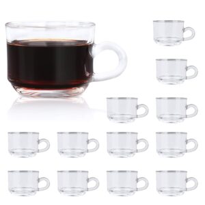 qappda clear coffee mug with handle 6 oz, glass mugs with handle,warm beverage mugs,glass cups tea cups latte cups cappuccino mugs set of 12 ktzb58