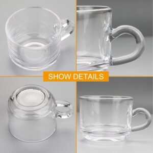 QAPPDA Clear Coffee Mug With Handle 6 oz, Glass Mugs With Handle,Warm Beverage Mugs,Glass Cups Tea Cups Latte Cups Cappuccino Mugs Set of 12 KTZB58