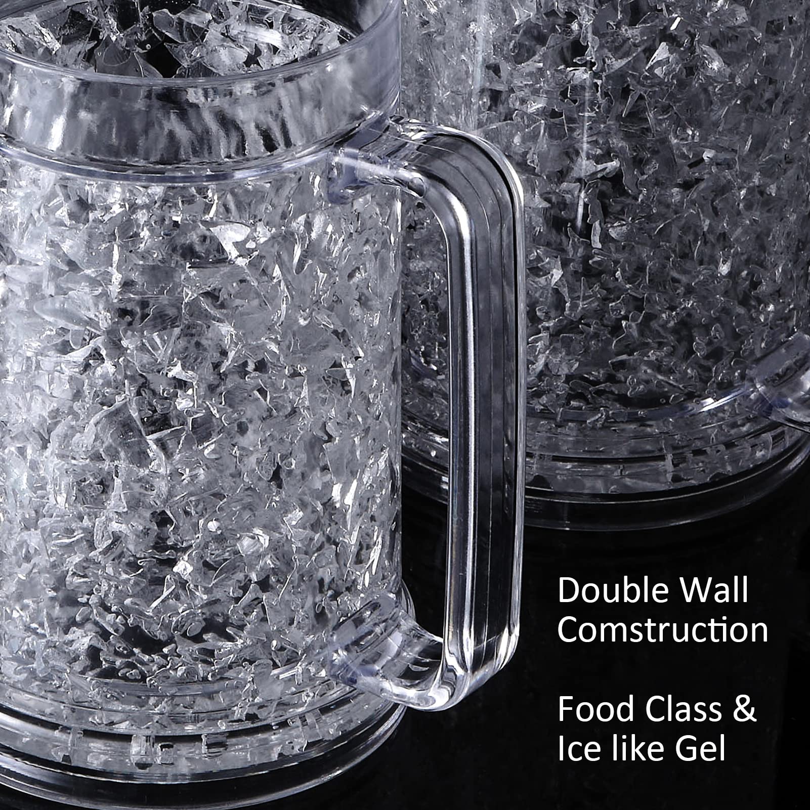 Auhafaly Double Wall Freezer Mug Frosty Mug Insulated Ice Cup with Gel 16oz/450ml (Set of 4)