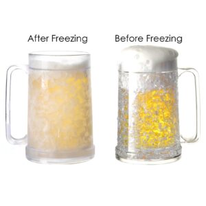 Auhafaly Double Wall Freezer Mug Frosty Mug Insulated Ice Cup with Gel 16oz/450ml (Set of 4)