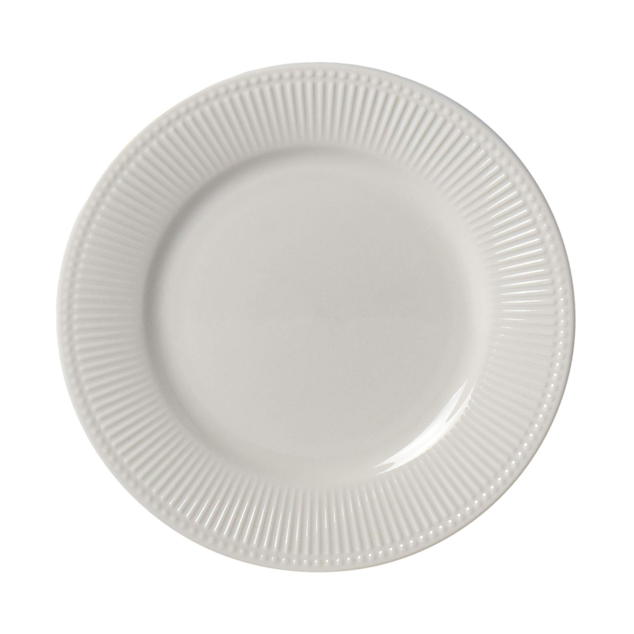 Tabletops Gallery Embossed Bone White Porcelain Round Dinnerware Collection- Chip Resistant Scratch Resistant, Fleur 16 Piece Dinnerware Set (Dinner Plate, Salad Plate, Cereal Bowl, Mug)