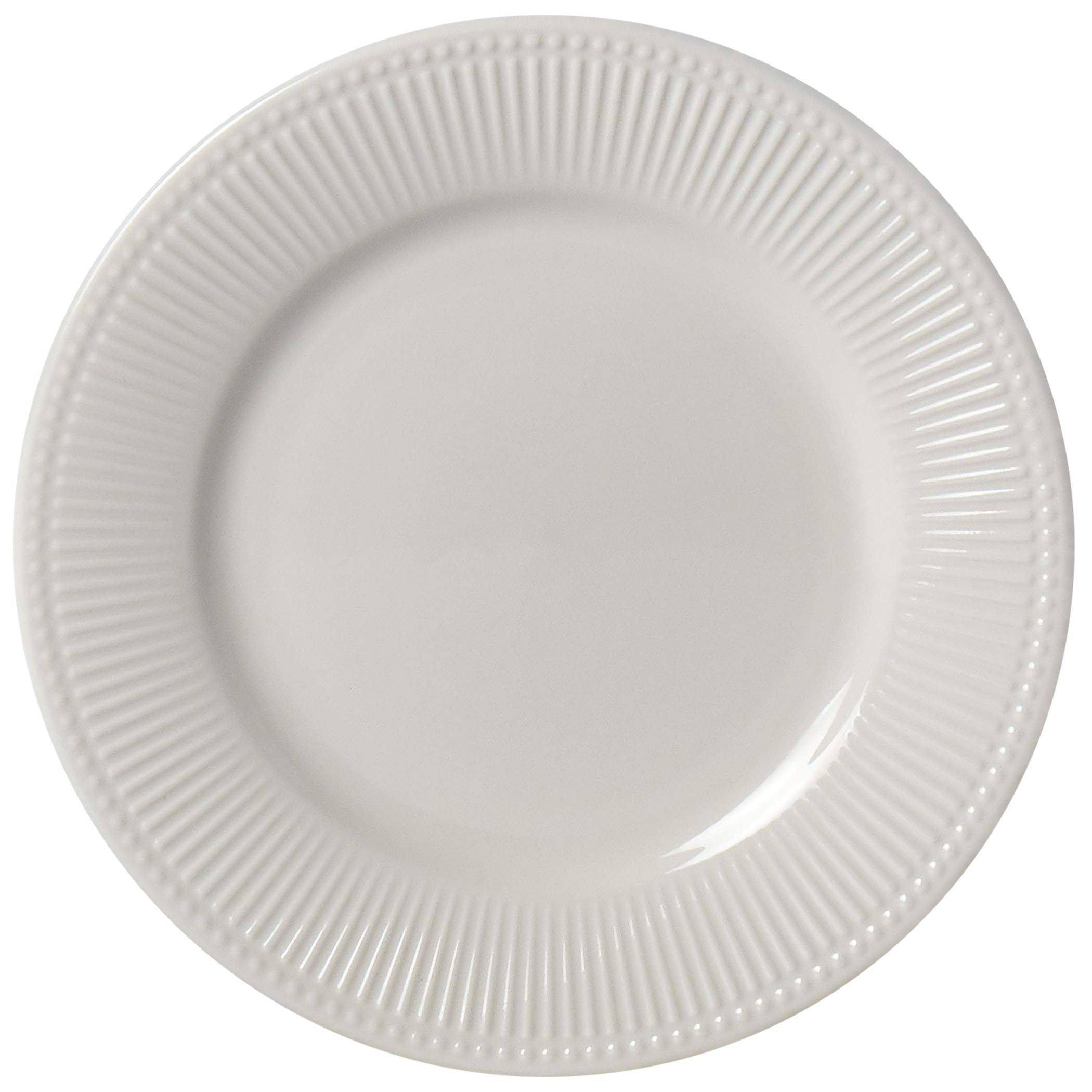 Tabletops Gallery Embossed Bone White Porcelain Round Dinnerware Collection- Chip Resistant Scratch Resistant, Fleur 16 Piece Dinnerware Set (Dinner Plate, Salad Plate, Cereal Bowl, Mug)