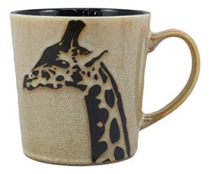 ebros ceramic animal totem spirit long necked giraffe print drinking beverage mug 16oz drink coffee cup safari themed glazed earthenware kitchen and dining accessory decor for giraffes and wildlife