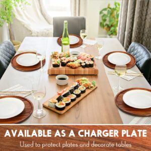 Rtteri 10 Pieces Acacia Round Wood Plates 12 Inch Dinner Plates Wooden Charger Plates Bulk Easy Cleaning Lightweight Serving Plates for Dishes Snack Dessert