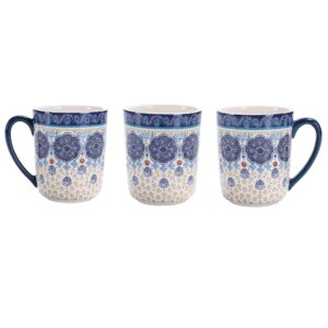 Bico Blue Talavera Ceramic Mugs, Set of 4, for Coffee, Tea, Drinks, Microwave & Dishwasher Safe