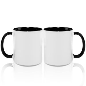 mr.r 11oz sublimation blank coffee mugs,cup blank white mug cup with black color mug inner and handle,set of 2