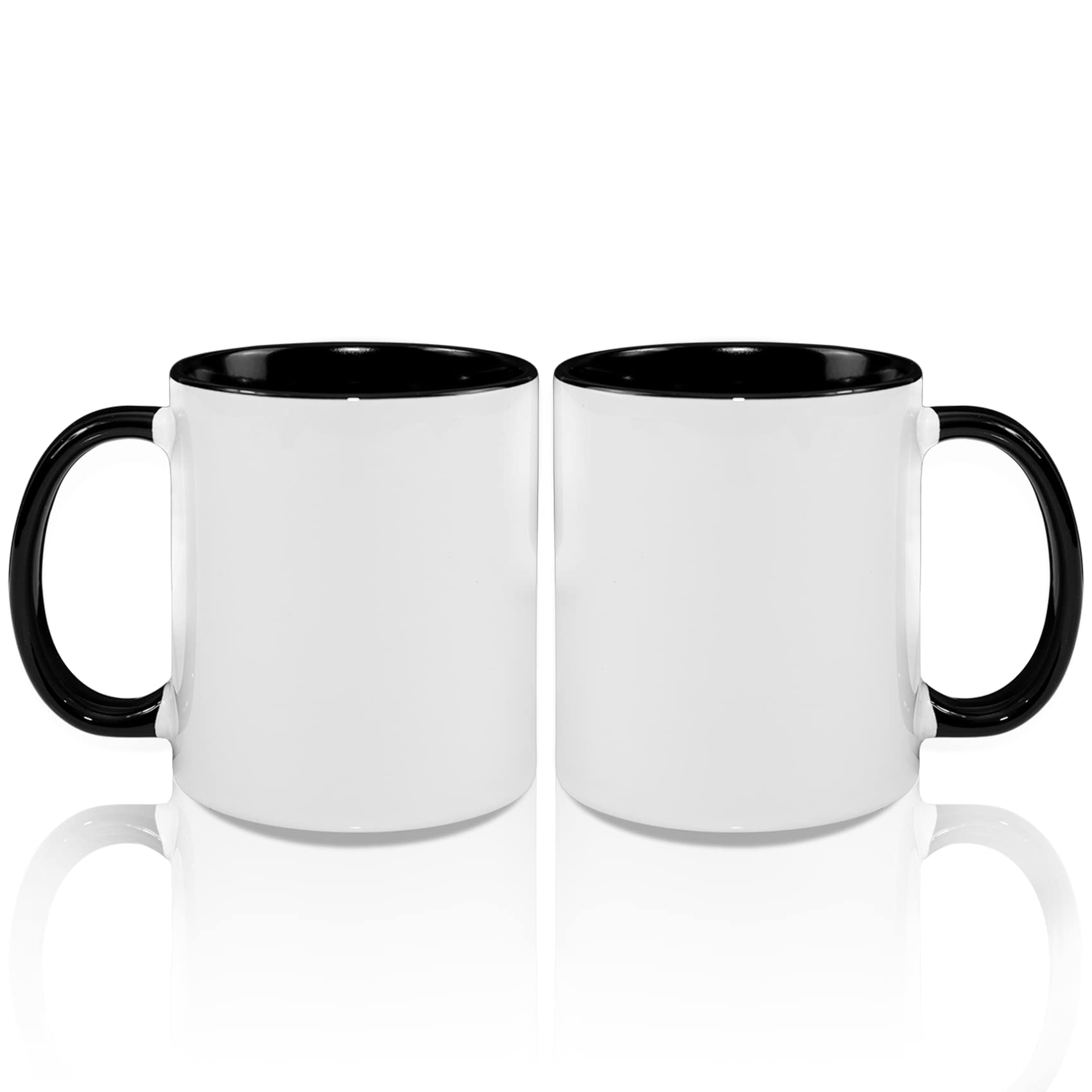 MR.R 11oz Sublimation Blank Coffee Mugs,Cup Blank White Mug Cup with Black Color Mug Inner and Handle,Set of 2