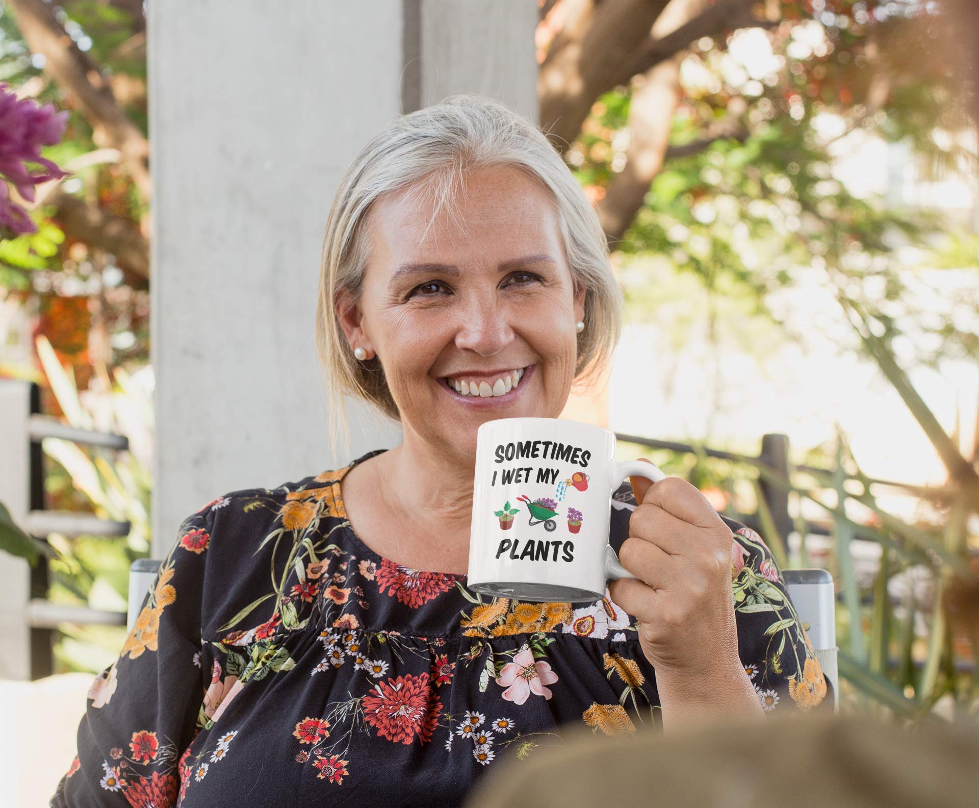 Plant Lovers Gifts. Gardening 11 Ounce Coffee Mug for Gardeners. Sometimes I Wet My Plants. Gift idea for Mom or Dad. (White)