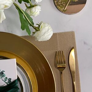 Henilosson Metallic Foil Gold Charger Plates-13 inch-6 pack round Dinner Chargers -Plate Chargers for Dinner Plates - Wedding Décor Place-mats (6, gold)