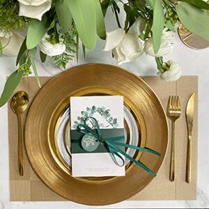 Henilosson Metallic Foil Gold Charger Plates-13 inch-6 pack round Dinner Chargers -Plate Chargers for Dinner Plates - Wedding Décor Place-mats (6, gold)