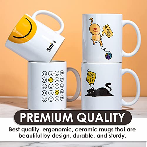 Sublimation Mugs, 12 OZ (Set of 8) Ceramic Sublimation Blanks with Double Layer 3A Coating Classic White Coffee Cups for Printing, Crafts, Cappuccino, Milk, and Tea DIY Mug Gifts with Handles