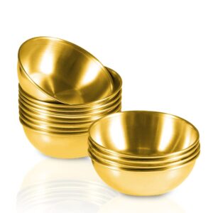 amytalk 12 pack 3.2inch stainless steel sauce dishes mini individual saucers bowl round seasoning dishes sushi dipping bowl appetizer plates, golden