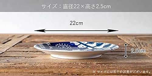 TAMAKI T-937112 Aica Plate L, Botanical Leaf, Diameter 8.7 x Height 1.0 inches (22.0 x 2.5 cm), Scandinavian, Modern, Stylish, Gift, Microwave, Dishwasher, Oven Safe