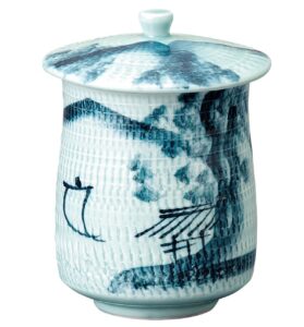 soine kiln 489-08-453 sushi hot water only tochili mountain water with lid, blue, approx. 10.1 fl oz (300 ml)