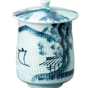 Soine Kiln 489-08-453 Sushi Hot Water Only Tochili Mountain Water with Lid, Blue, Approx. 10.1 fl oz (300 ml)