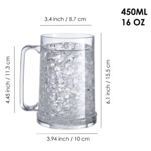 EASICOZI Double Wall Gel Frosty Freezer Ice Mugs Clear 16oz Set of 2 (Black and White)