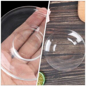 STOBOK 4pcs Clear Coffee Plates Round Cup Saucers Small Glass Plates Snack Plates Coffee Tea Saucer Drinkware Coffee Tea Dish for Home Kitchen