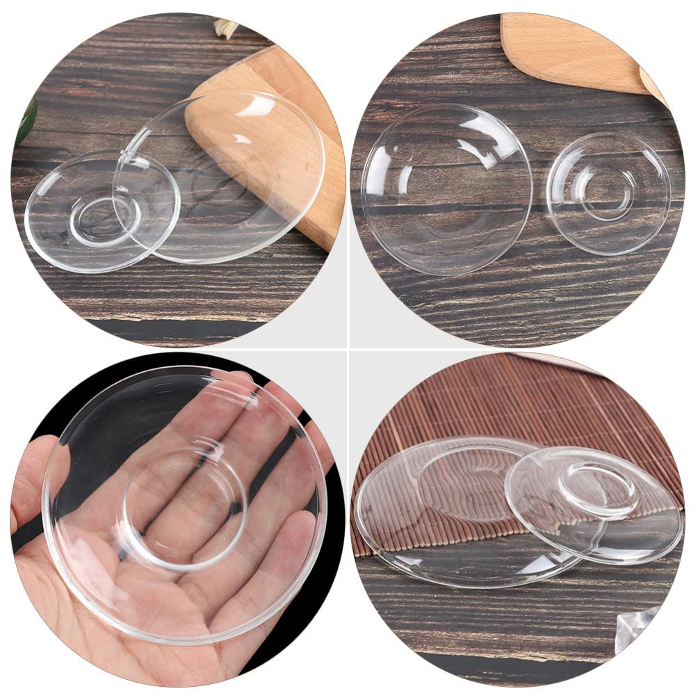 STOBOK 4pcs Clear Coffee Plates Round Cup Saucers Small Glass Plates Snack Plates Coffee Tea Saucer Drinkware Coffee Tea Dish for Home Kitchen