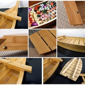 WINIAER Wooden Sushi Boat Serving Tray, 31.5 inch Sushi Plate for Restaurant Plates Commercial, Extra Large Sushi Tray Serving Boat Plate for Restaurantware or Home