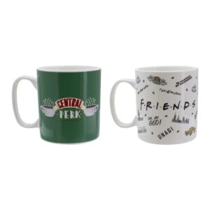 friends tv show mug set, pack of 2 ceramic mugs, officially licensed merchandise,300 milliliters