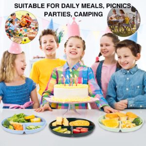 9-Inch Wheat Portion Control Plate, 5-Piece Unbreakable Plastic Adult Portioning Plate, Dishwasher Safe/Reusable, 3 Sections Of Round Kids Separate Plates For Healthy Eating And Weight Loss (Beige)