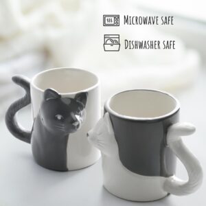 MIAMIO - Kissing Cat Mugs Set/Coffee Cups, Cat Lover Gifts for Men/Women