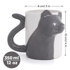 MIAMIO - Kissing Cat Mugs Set/Coffee Cups, Cat Lover Gifts for Men/Women