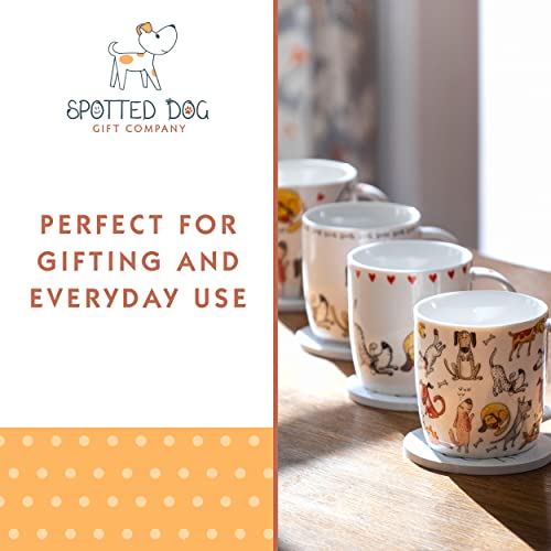 SPOTTED DOG GIFT COMPANY Dog Coffee Mug Set, Cute Mugs 12 oz Ceramic Porcelain China Coffee Tea Cups, Funny Dogs Themed Gifts for Dog Lovers and Animal Lovers Women Men, Set of 2