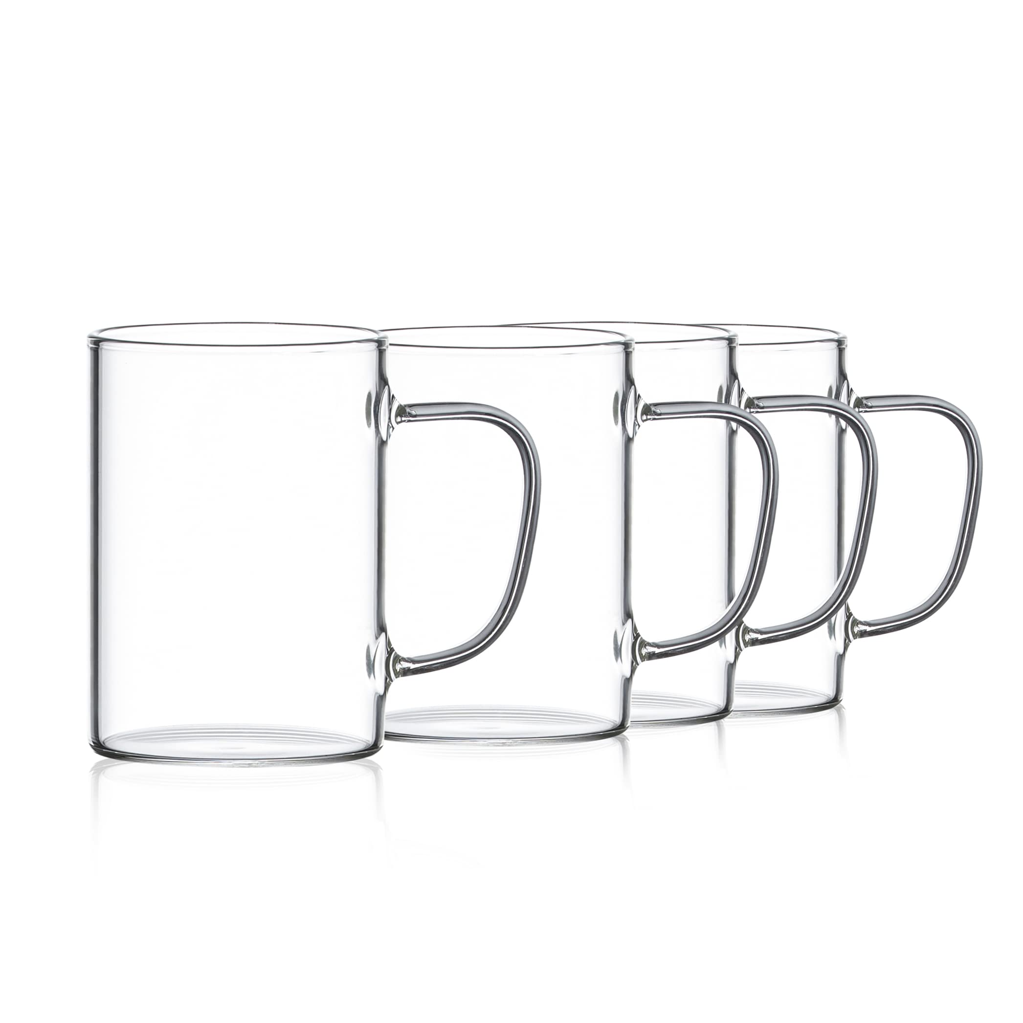 Red Rocks Espresso Cups – Set of 4 Espresso Glass Cups with Handles – 4oz Clear Coffee Cups – Clear Glass Coffee Mugs for Hot Beverages, Espresso, Tea – Lead-Free Borosilicate Glass Cups Set