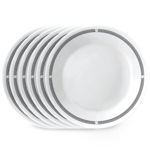 corelle 6-piece 6.75" appetizer round plates, vitrelle triple layer glass, lightweight round plates, dessert plates, chip and scratch resistant, microwave and dishwasher safe, brasserie