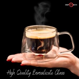 6.7oz. Double Wall Glass Coffee Mugs. Double-Walled Cappuccino, Espresso Cups Gift Set of 2