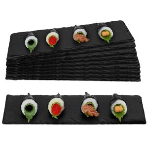 10 pack black slate charcuterie board black slate cheese board bulk stone plates with natural edge slate plates for dried fruit dessert appetizer cake fruit meat kitchen dining party (12 x 4 inch)