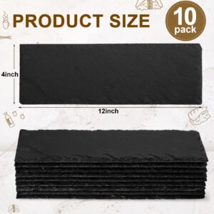 10 Pack Black Slate Charcuterie Board Black Slate Cheese Board Bulk Stone Plates with Natural Edge Slate Plates for Dried Fruit Dessert Appetizer Cake Fruit Meat Kitchen Dining Party (12 x 4 Inch)