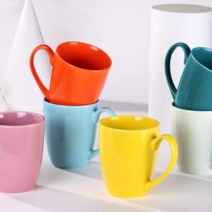 MIWARE 13 Ounce Porcelain Mugs, Set of 6, Tea and Coffee Mug Set, Multicolor (Multicolor, 13OZ)